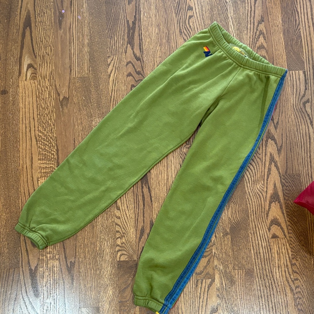 Aviator Nation Olive Joggers with Blue Stripe